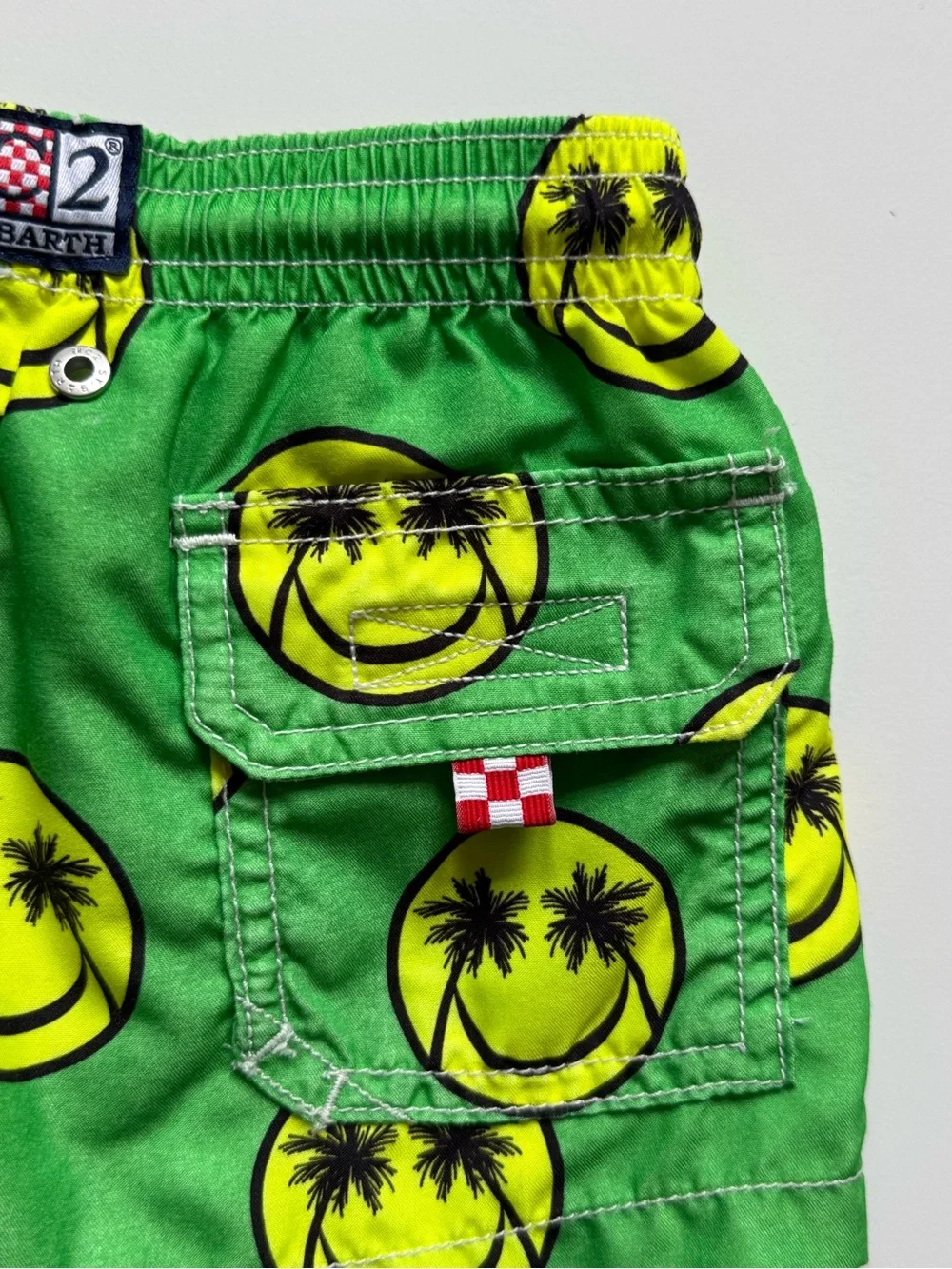 MC2 Saint Barth Boys Smiley Print Palm Swim Shorts - Size 2Y